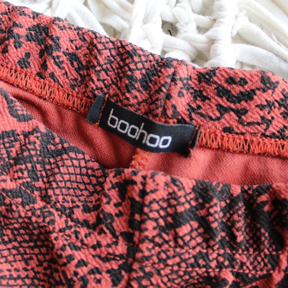 Boohoo Orange/Coral Snakeskin Palazzo Pants - Picture 5 of 5